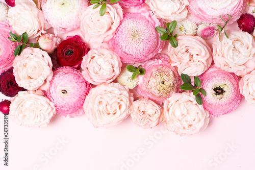 Flowers flat lay composition