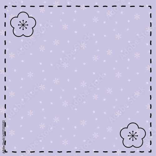 薄紫の背景とシンプルな梅の花の線画フレーム Stock Vector Adobe Stock