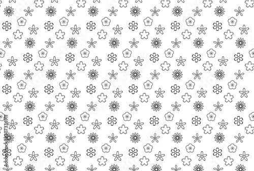 白黒線画のシンプルな花のシームレスパターン Stock Vector Adobe Stock