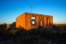 Abandoned Ruin Of A Stone Homestead Near The Historic Mining Town Of Silverton In Outback New South Wales, Australia.