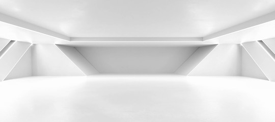 Poster - abstract white background architexture warehouse hall 3d render illustration