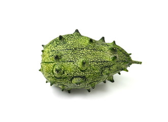 Wall Mural - Exotic fruit - cucumis metuliferus. Kiwano. Horned melon, African horned cucumber. Isolated