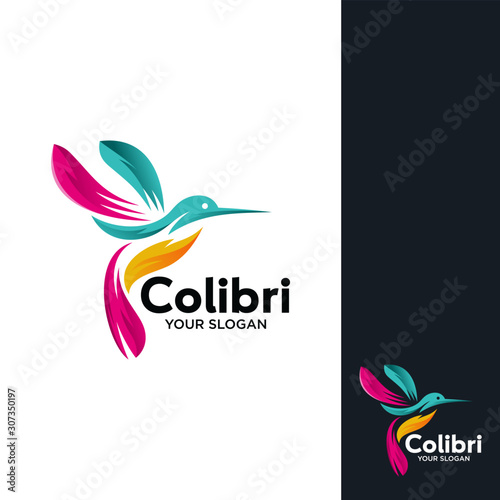 Photographie Beautiful Simple Bird Colibri Logo Design Vector