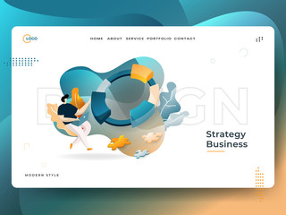 Fototapete - Landing Page Strategy Business vector illustration modern concept, can use for Headers of web pages, templates, UI, web, mobile app, posters, banners, flyers, posters.