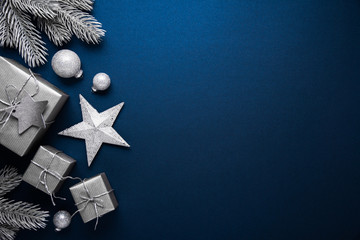 merry christmas and happy holidays greeting card, frame, banner. new year. noel. silver christmas gi