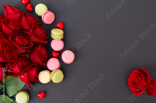 Red roses on black background