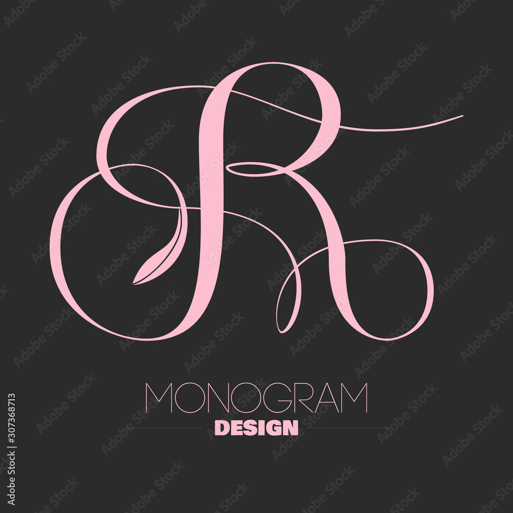 Copperplate Lettering R Letter R copperplate calligraphy monogram design Stock Vector | Adobe Stock