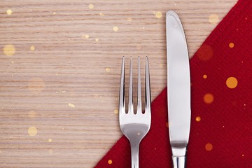 Wall Mural - Table Setting with Fork and Knife on Napkin