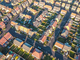 Aerial Houses Residential British England Drone Above View Summer Blue Sky Estate Agent