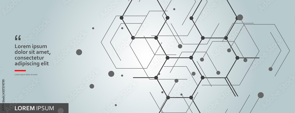 Vector network hexagon and connected cells background - obrazy, fototapety, plakaty 