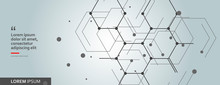 Vector Network Hexagon And Connected Cells Background
