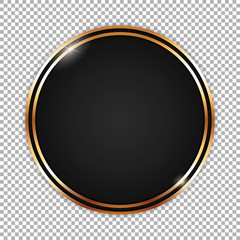 round black banner with golden frame