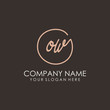 OW initials signature logo. Handwritten vector logo template connected to a circle. Hand drawn Calligraphy lettering Vector illustration.