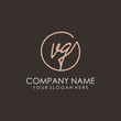 © VOKE VICTORI - VG initials signature logo. Handwritten vector logo template connected to a circle. Hand drawn Calligraphy lettering Vector illustration.