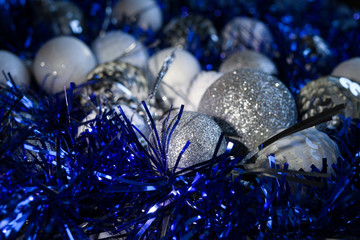 Christmas background for cards and greetings: Christmas balls bl