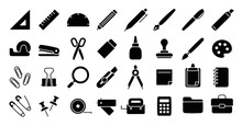Stationery Icon Set (Flat Silhouette Version)