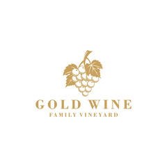 Gold wine logo design inspiration for winery. grape logo design 