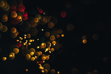 Poster - Beautiful magic gold and red bokeh background in the darkness.