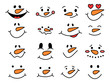 Cute snowman faces - vector collection. Funny snowman emotions. Snowman heads. Vector illustration isolated.