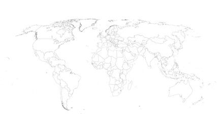  World Map Vector Illustration on White Isolated Background. Flat Blank world map. Eps 10