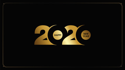 Wall Mural - Happy New Year 2020 logo text design. Cover of business diary for 2020 with wishes. Brochure design template, card, banner. Vector illustration. Isolated on white background.