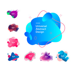 Fototapete - Set of abstract liquid shapes. Dynamical colored forms and line. Gradient banners with flowing liquid shapes. Template for design of cover, flyer or presentation. Vector illustration