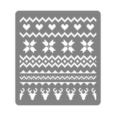 Stencil for painting with nordic traditional seamless pattern. Norway Christmas sweater with deers, hearts and snowflakes - vector stencil template. Hygge. Scandinavian winter pattern