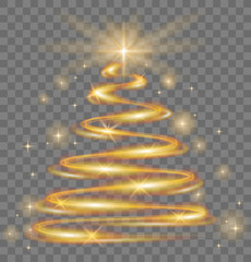 Wall Mural - christmas tree silhouette with christmas lights on transparent background. christmas ornament decora