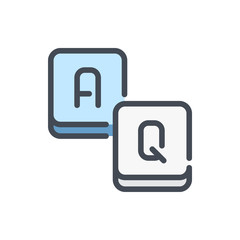 Fototapete - Answer and question game color line icon. Scrabble game vector outline colorful sign.