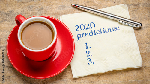 Fotomural 2020 predictions text on a napkin