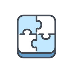 Poster - Puzzle color line icon. Jigsaw vector outline colorful sign.
