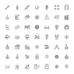 Wall Mural - Christmas holidays line icons, signs, symbols vector, linear illustration set