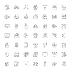 Designer work line icons, signs, symbols vector, linear illustration set