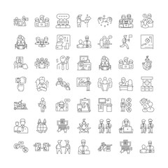 Wall Mural - Manager line icons, signs, symbols vector, linear illustration set