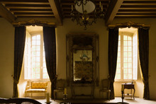 Castle Interior With Brocade Curtains