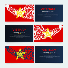 Poster - Banner Flag of Vietnam,Contain Random Arabic calligraphy Letters Without specific meaning in English ,Vector illustration