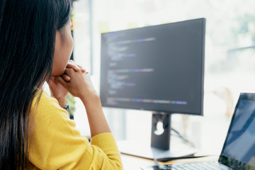 Programmers and developer teams are coding and developing softwa