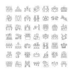 Wall Mural - Employees line icons, signs, symbols vector, linear illustration set