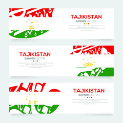 Poster - Banner Flag of Tajikistan ,Contain Random Arabic calligraphy Letters Without specific meaning in English ,Vector illustration