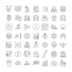 Wall Mural - Business supervision line icons, signs, symbols vector, linear illustration set