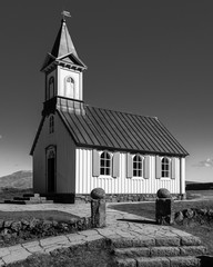 Old church in Iceland, black and white