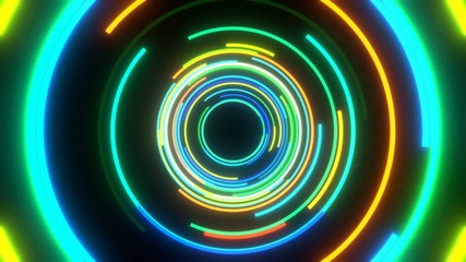 Wall Mural - round circles abstract background neon