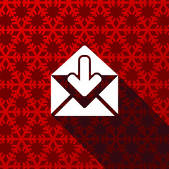 Poster - Email flat design christmas and winter concept vector icon with snowflakes