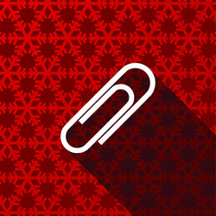 Aufkleber - Paperclip flat design christmas and winter concept vector icon with snowflakes