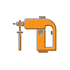 Orange Electric rotary hammer drill machine icon isolated on white background. Working tool for construction, finishing, repair work. Vector Illustration