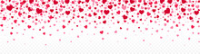 Red Confetti Hearts Falling. Heart Confetti Falling On Transparent Background. Valentines Day Background. Valentine Day Flat Style - Stock Vector.