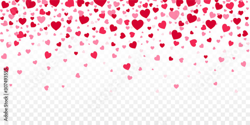 Red Confetti Hearts Falling Tableau sur Toile