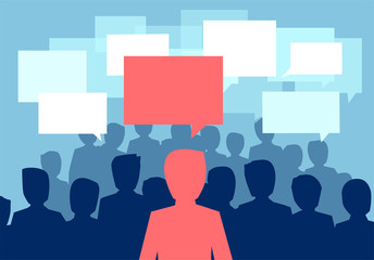 vector of a people crowd communicating with one person having a different opinion