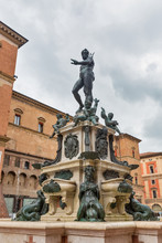 Famous Neptune Fountain In Bologna, Italy.