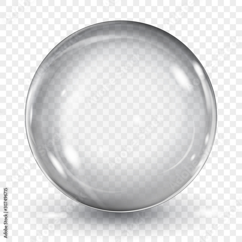 Cuadros en Lienzo Big translucent gray sphere with glares and shadow on transparent background